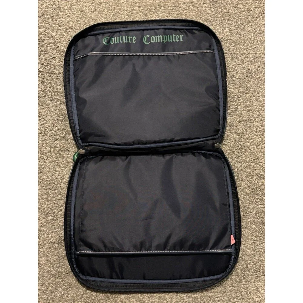 Vintage Y2K JUICY COUTURE Velour Laptop Case Green Logo Bag